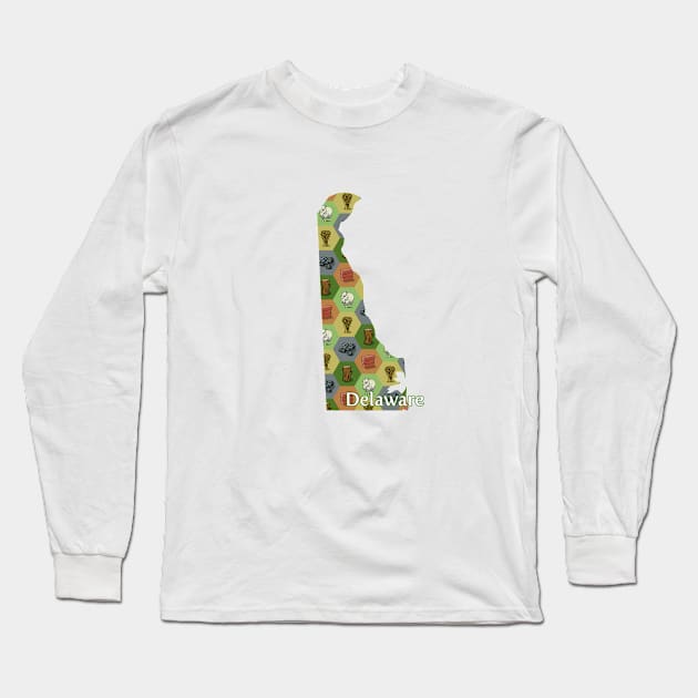 Delaware State Map Board Games Long Sleeve T-Shirt by adamkenney